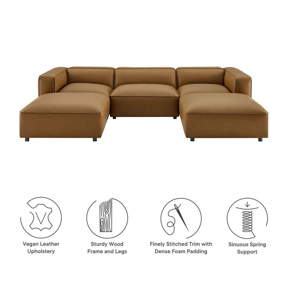 Auren 5-Piece Upholstered Vegan Leather Modular U-Shaped Sofa by Modway