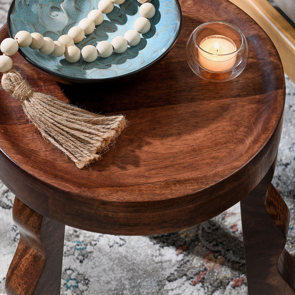 Sorrel Carved Wood Stool by Modway