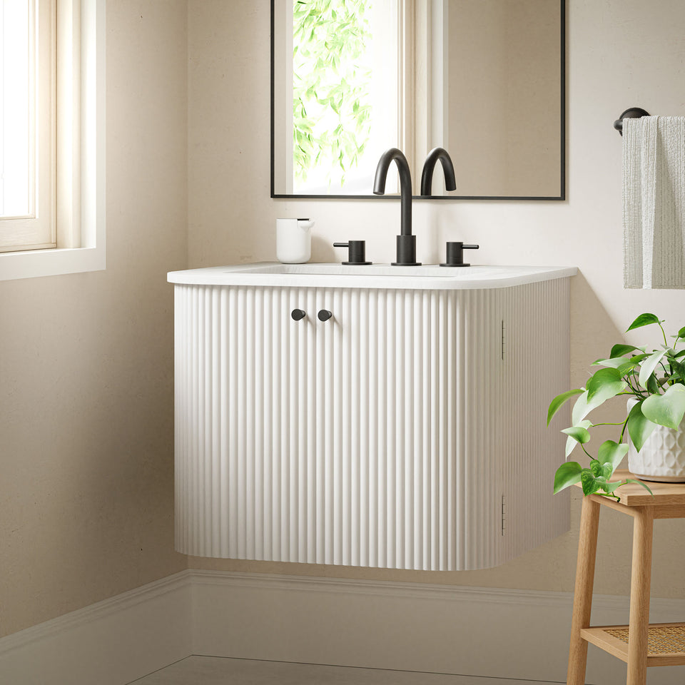 Zia 24" Wall-Mount Bathroom Vanity with Marble Sink by Modway