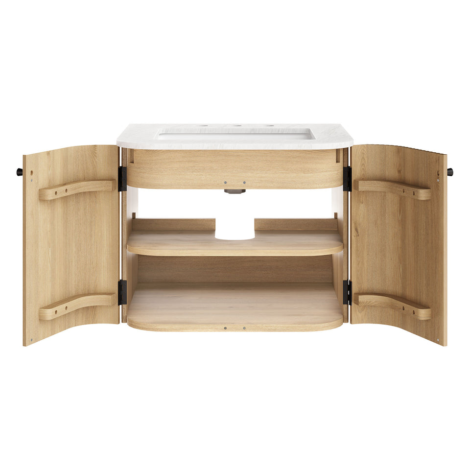 Zia 24" Wall-Mount Bathroom Vanity with Marble Sink by Modway