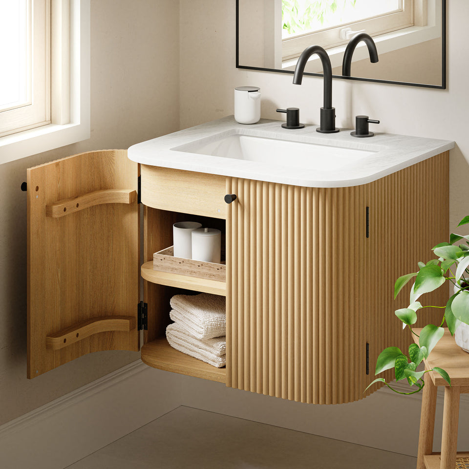 Zia 24" Wall-Mount Bathroom Vanity with Marble Sink by Modway