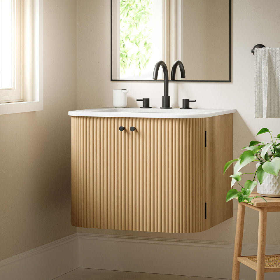 Zia 24" Wall-Mount Bathroom Vanity with Marble Sink by Modway