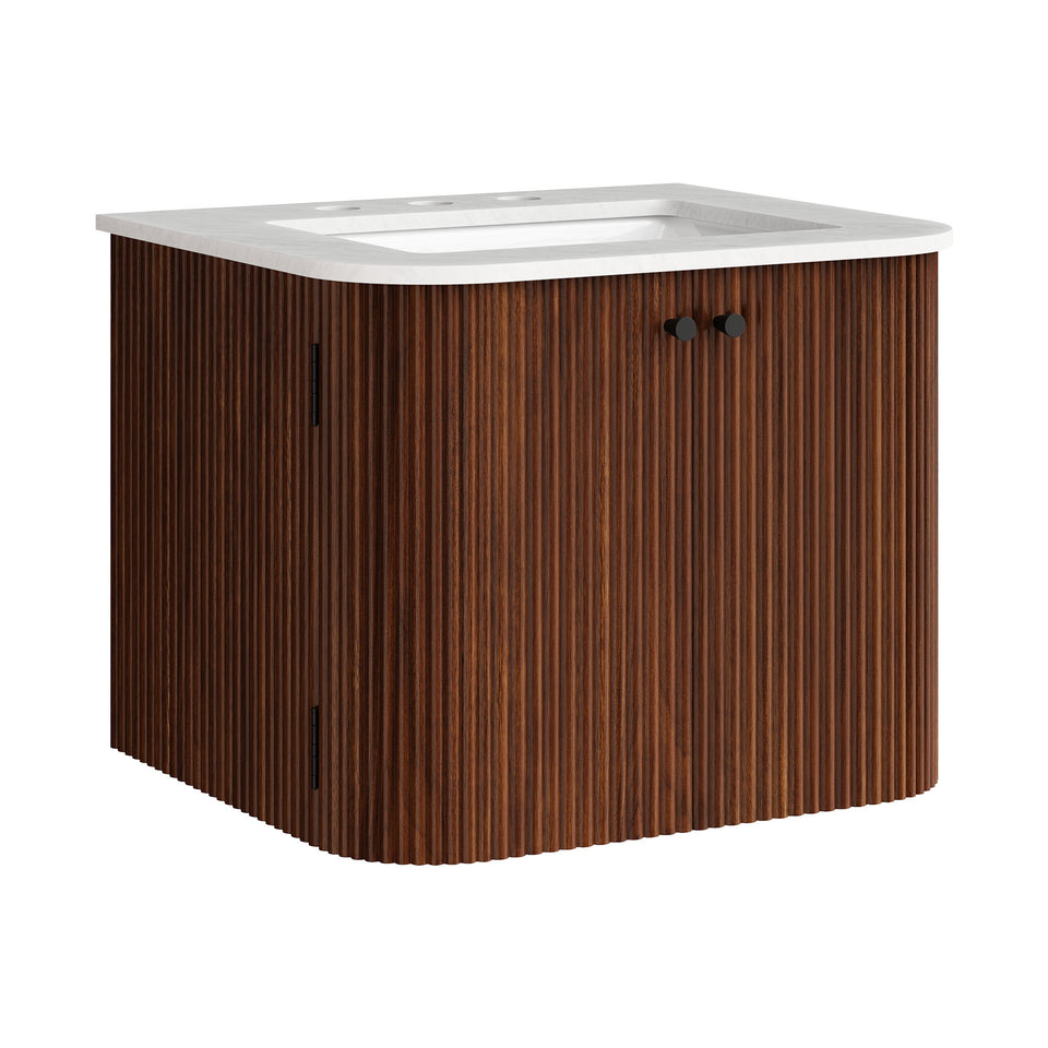 Zia 24" Wall-Mount Bathroom Vanity with Marble Sink by Modway