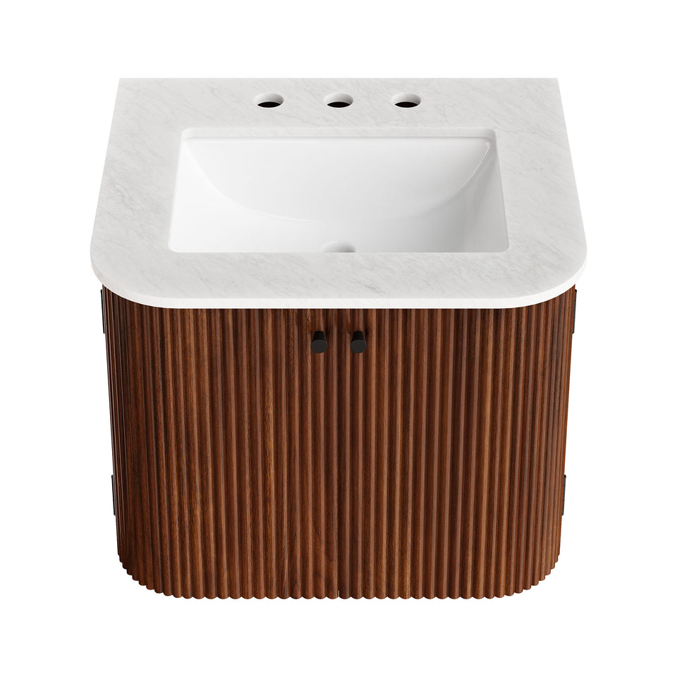 Zia 24" Wall-Mount Bathroom Vanity with Marble Sink by Modway