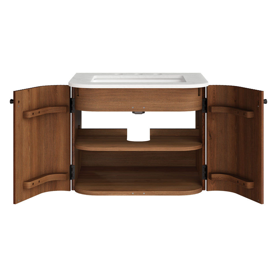 Zia 24" Wall-Mount Bathroom Vanity with Marble Sink by Modway