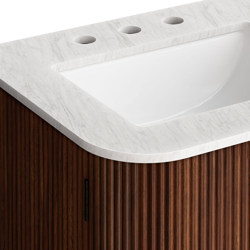 Zia 24" Wall-Mount Bathroom Vanity with Marble Sink by Modway