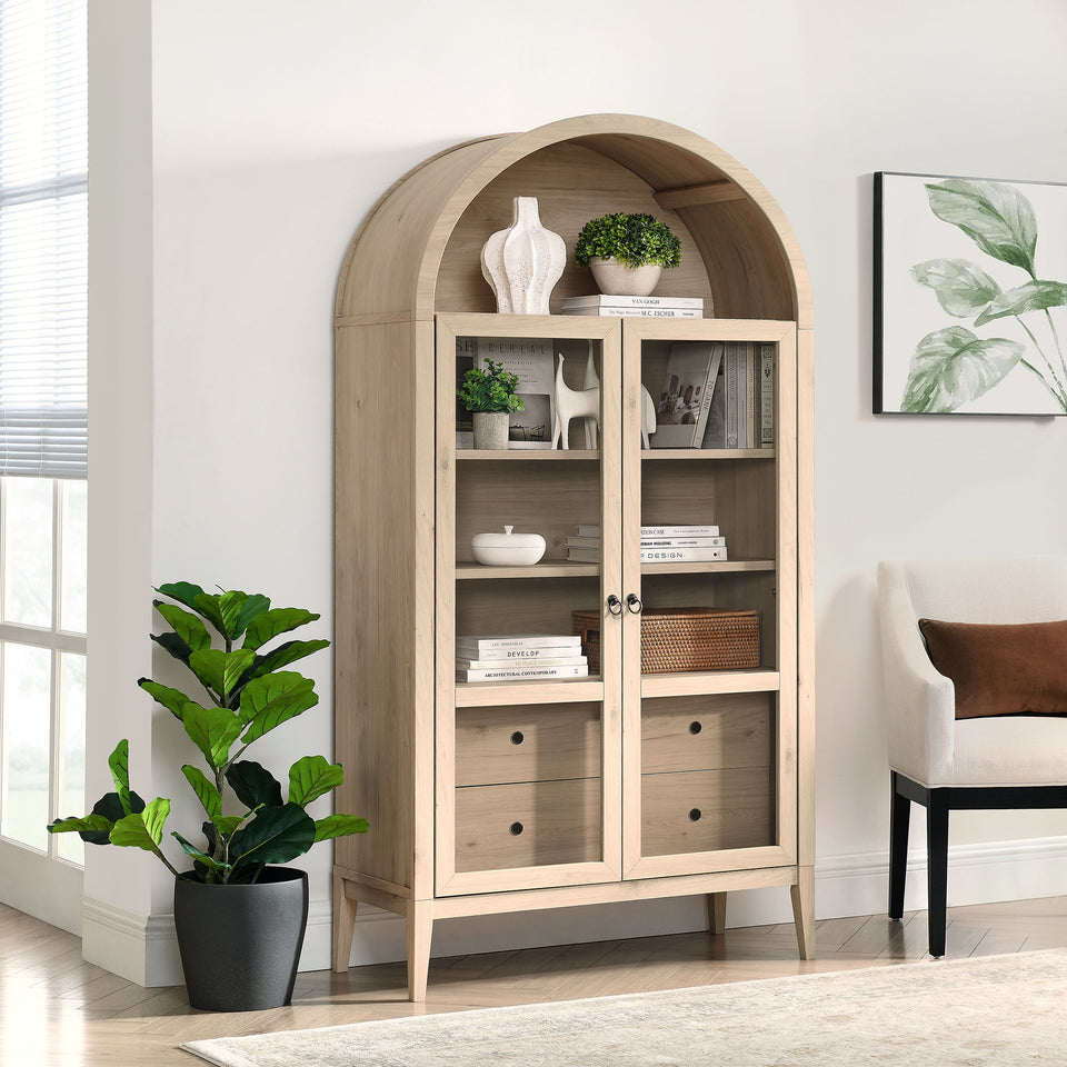 Nolan 74" Tall Wide Arched Storage Display Cabinet by Modway