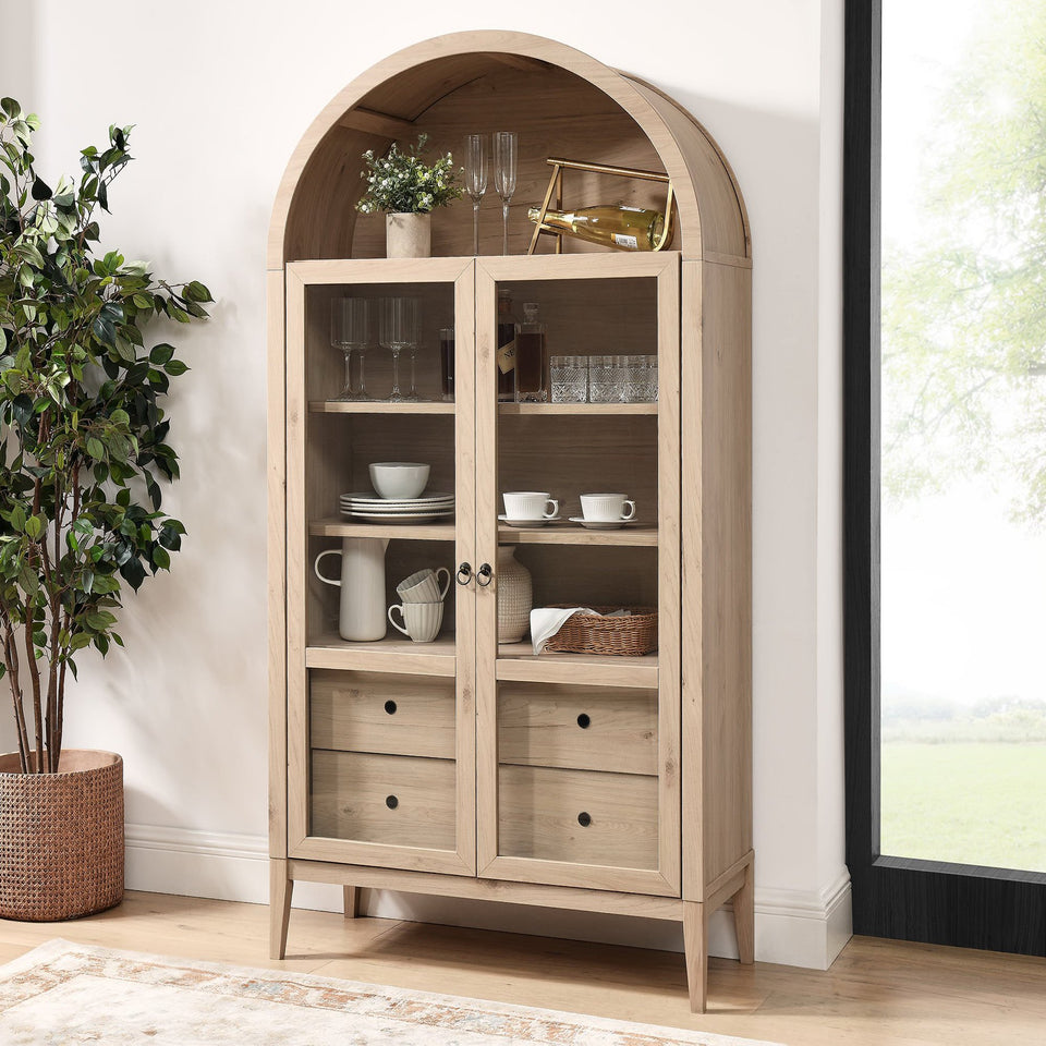 Nolan 74" Tall Wide Arched Storage Display Cabinet by Modway