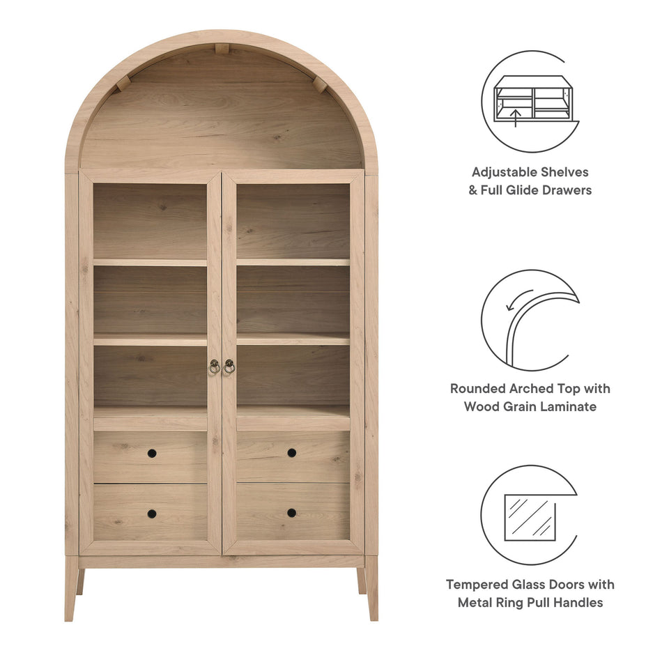 Nolan 74" Tall Wide Arched Storage Display Cabinet by Modway