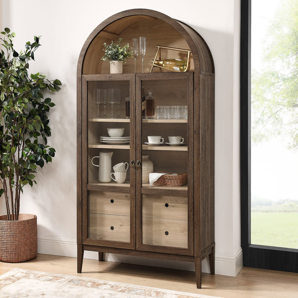 Nolan 74" Tall Wide Arched Storage Display Cabinet by Modway