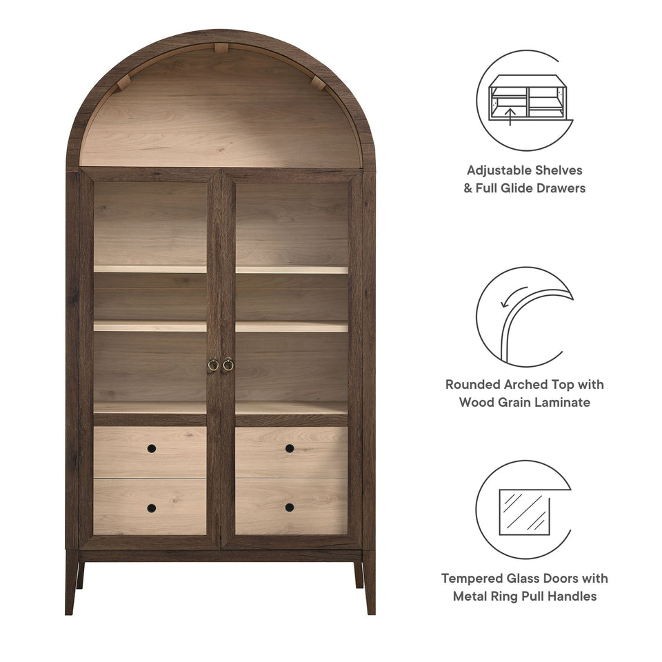Nolan 74" Tall Wide Arched Storage Display Cabinet by Modway