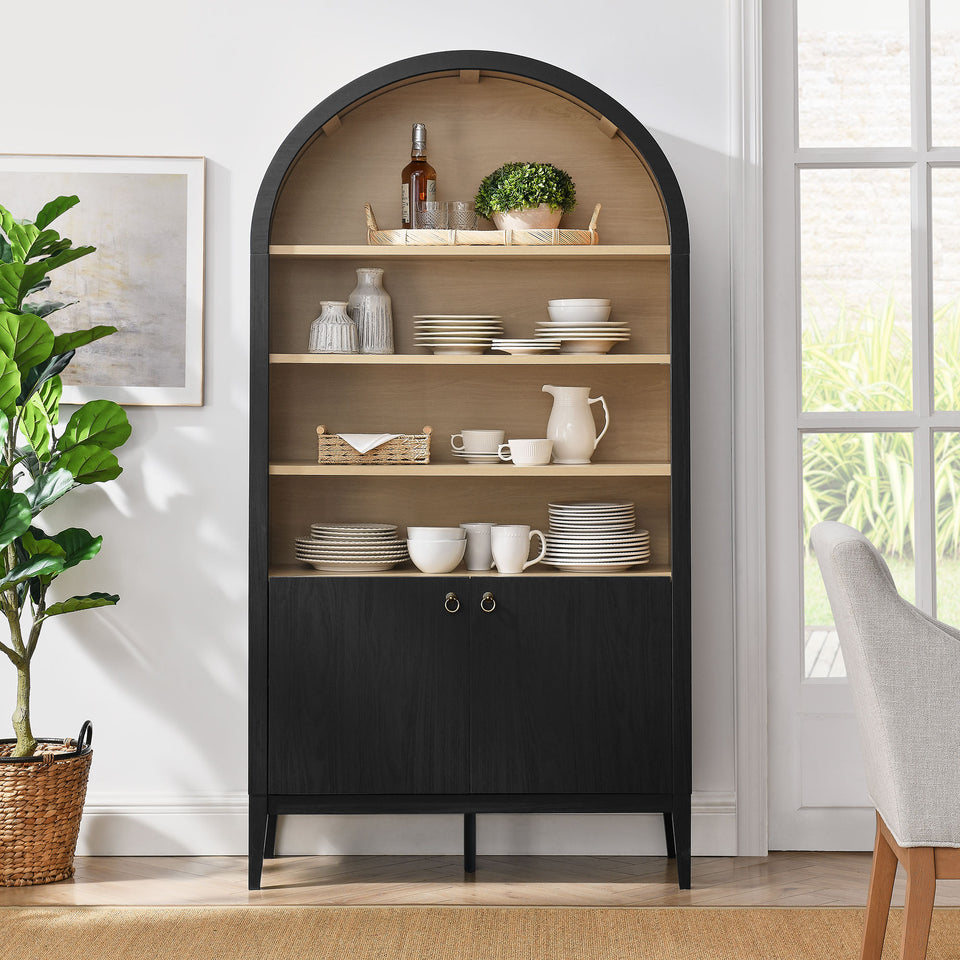 Nolan 74" Tall Wide Arched Storage Display Cabinet Bookshelf by Modway