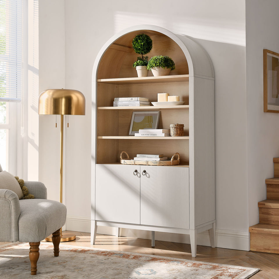 Nolan 74" Tall Wide Arched Storage Display Cabinet Bookshelf by Modway