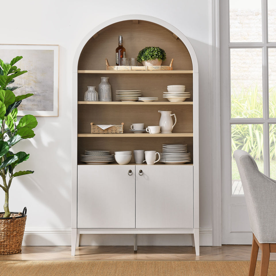 Nolan 74" Tall Wide Arched Storage Display Cabinet Bookshelf by Modway