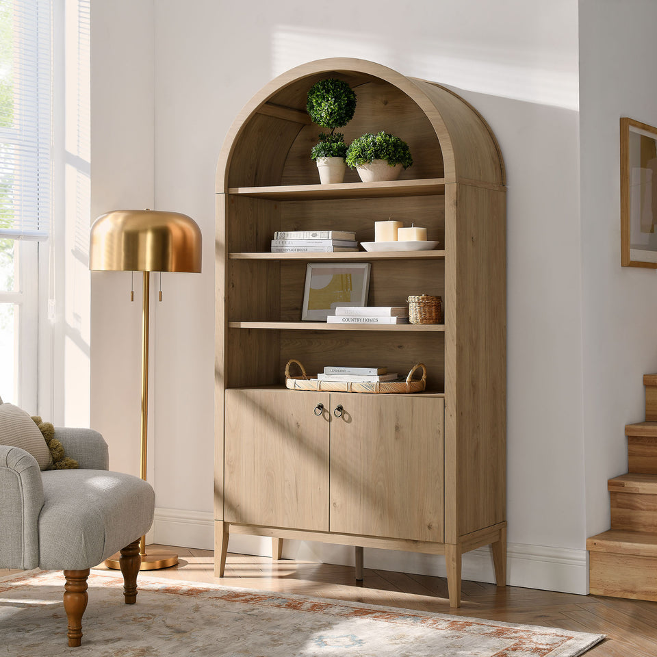 Nolan 74" Tall Wide Arched Storage Display Cabinet Bookshelf by Modway