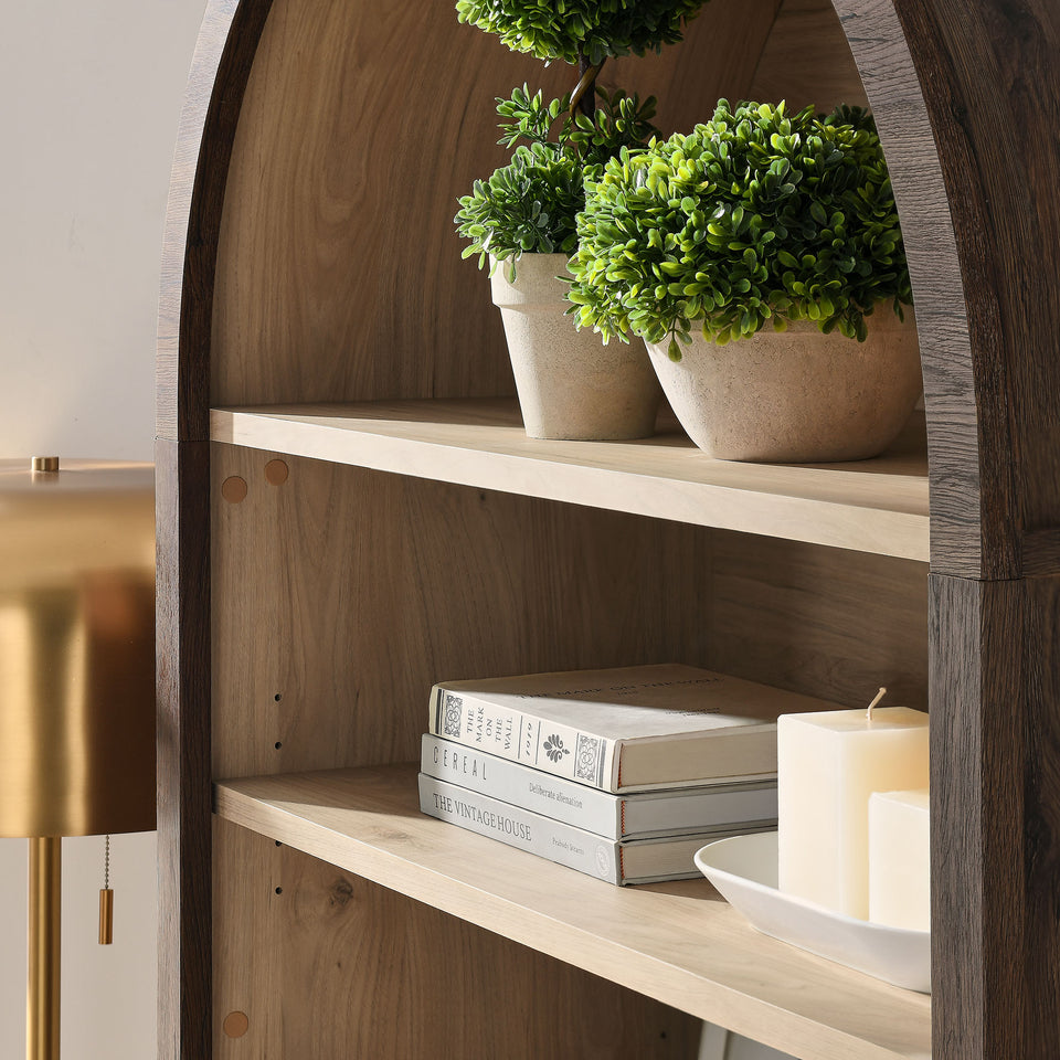 Nolan 74" Tall Wide Arched Storage Display Cabinet Bookshelf by Modway