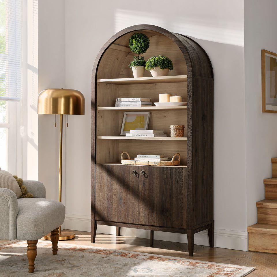 Nolan 74" Tall Wide Arched Storage Display Cabinet Bookshelf by Modway