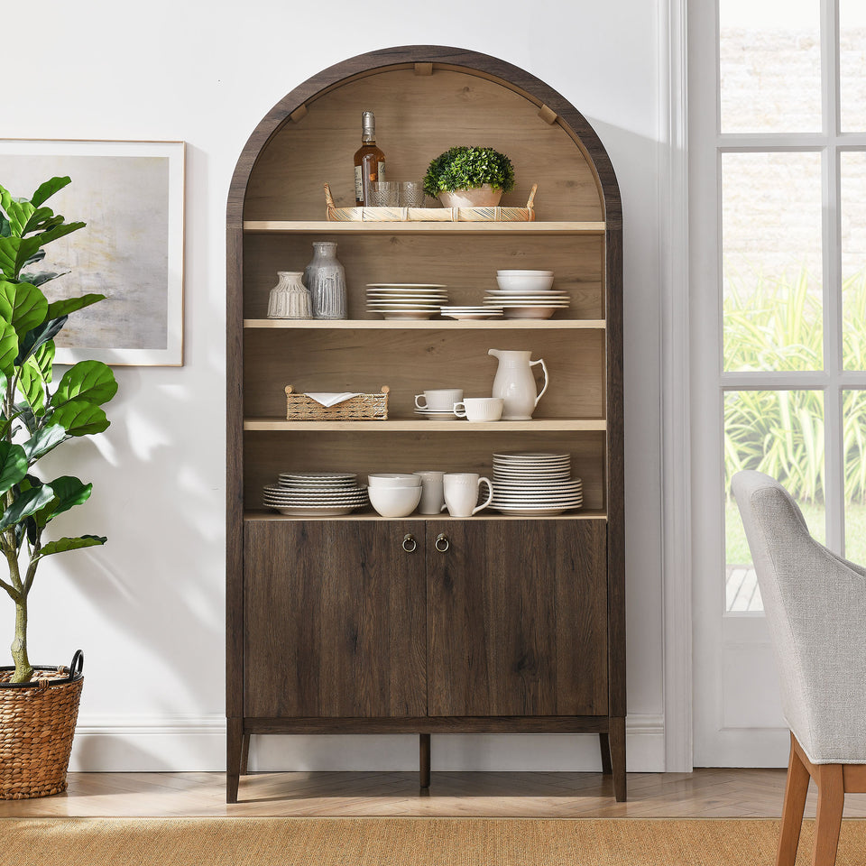 Nolan 74" Tall Wide Arched Storage Display Cabinet Bookshelf by Modway