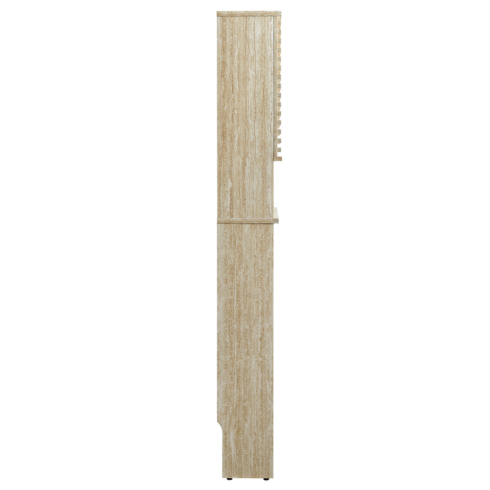 Render Over the Toilet Faux Travertine Bathroom Storage Cabinet by Modway
