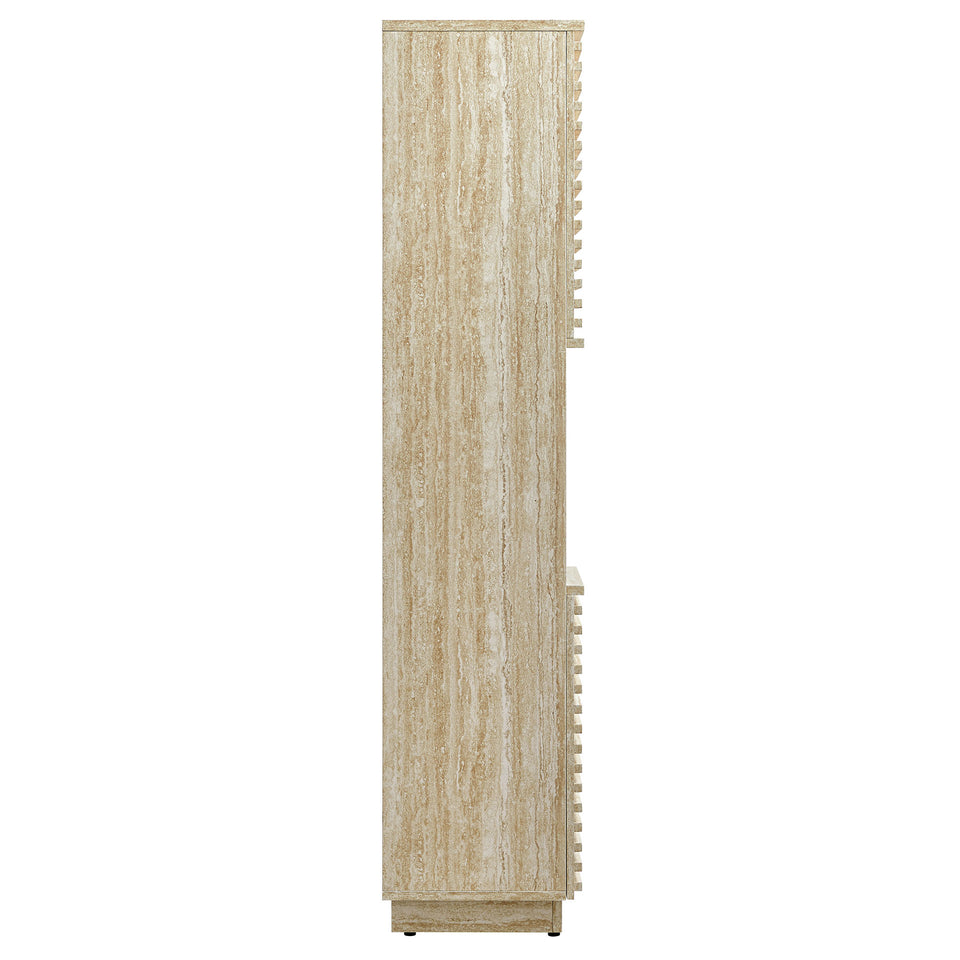 Render Tall Narrow Faux Travertine Linen Storage Cabinet by Modway