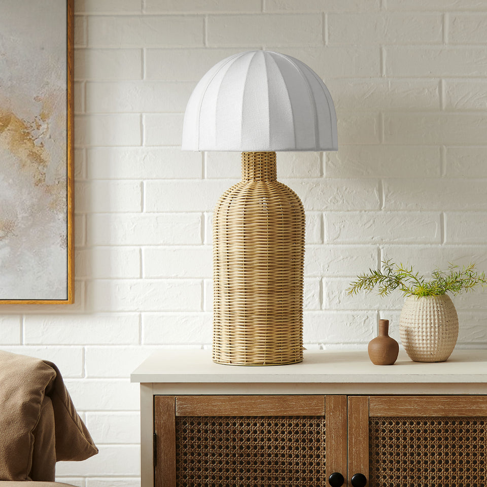 Santo Rattan Table Lamp With Dome Shade by Modway