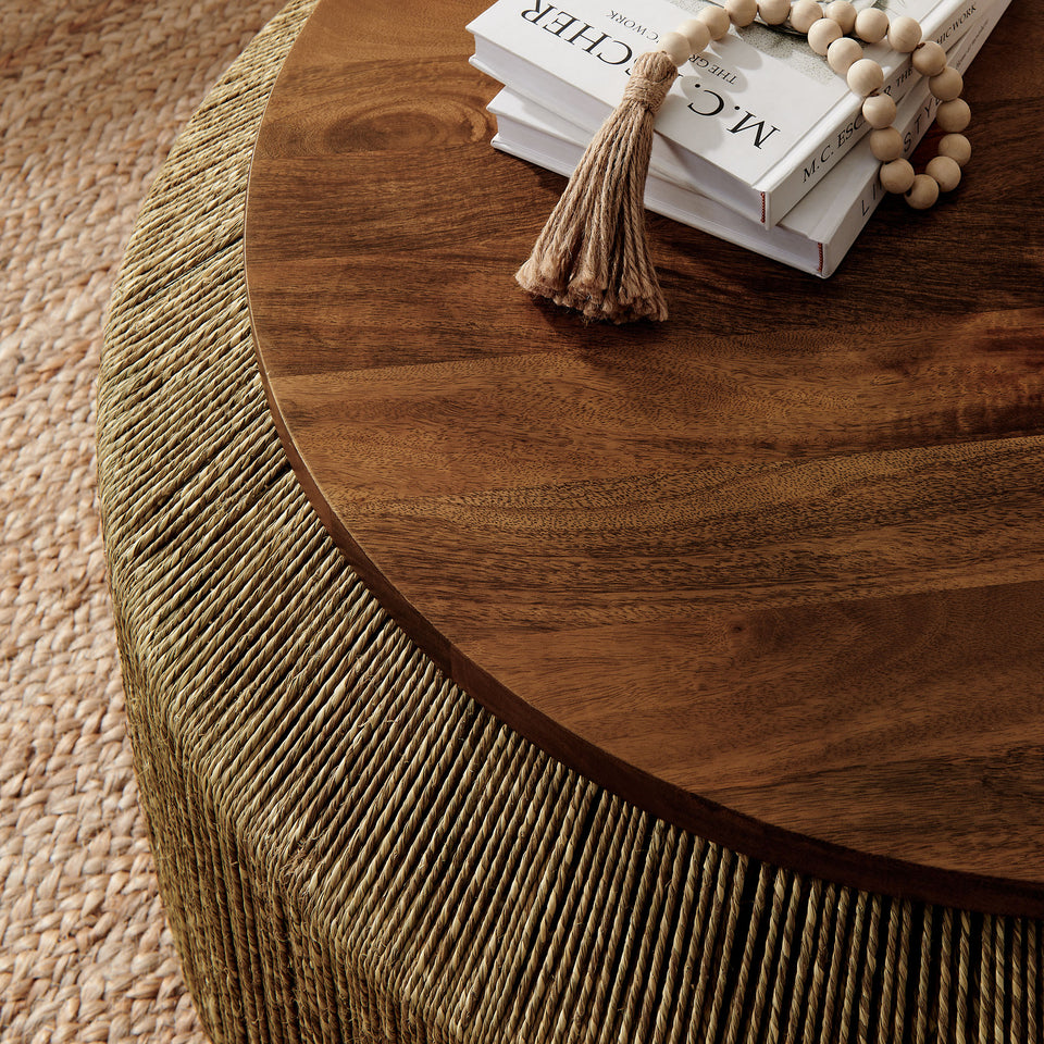 Maris Seagrass and Wood Coffee Table by Modway