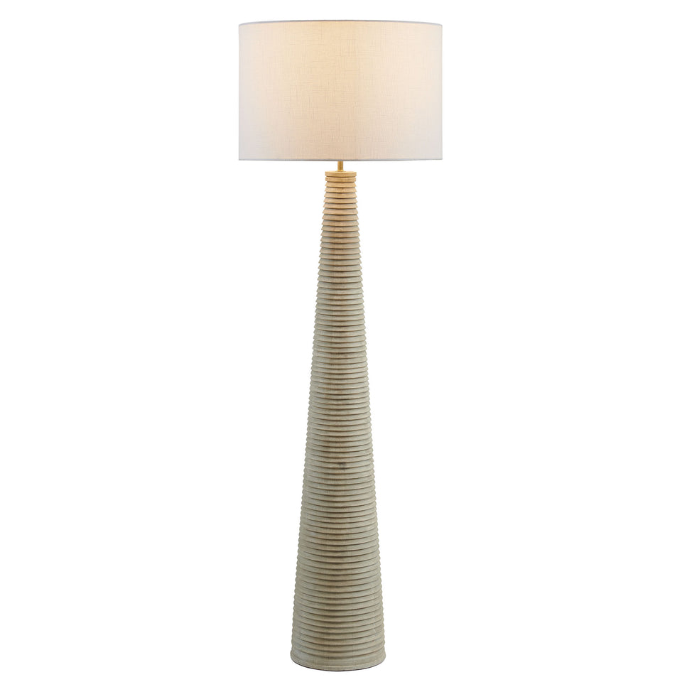Saylor Carved Ribbed Wood Floor Lamp With Drum Shade by Modway