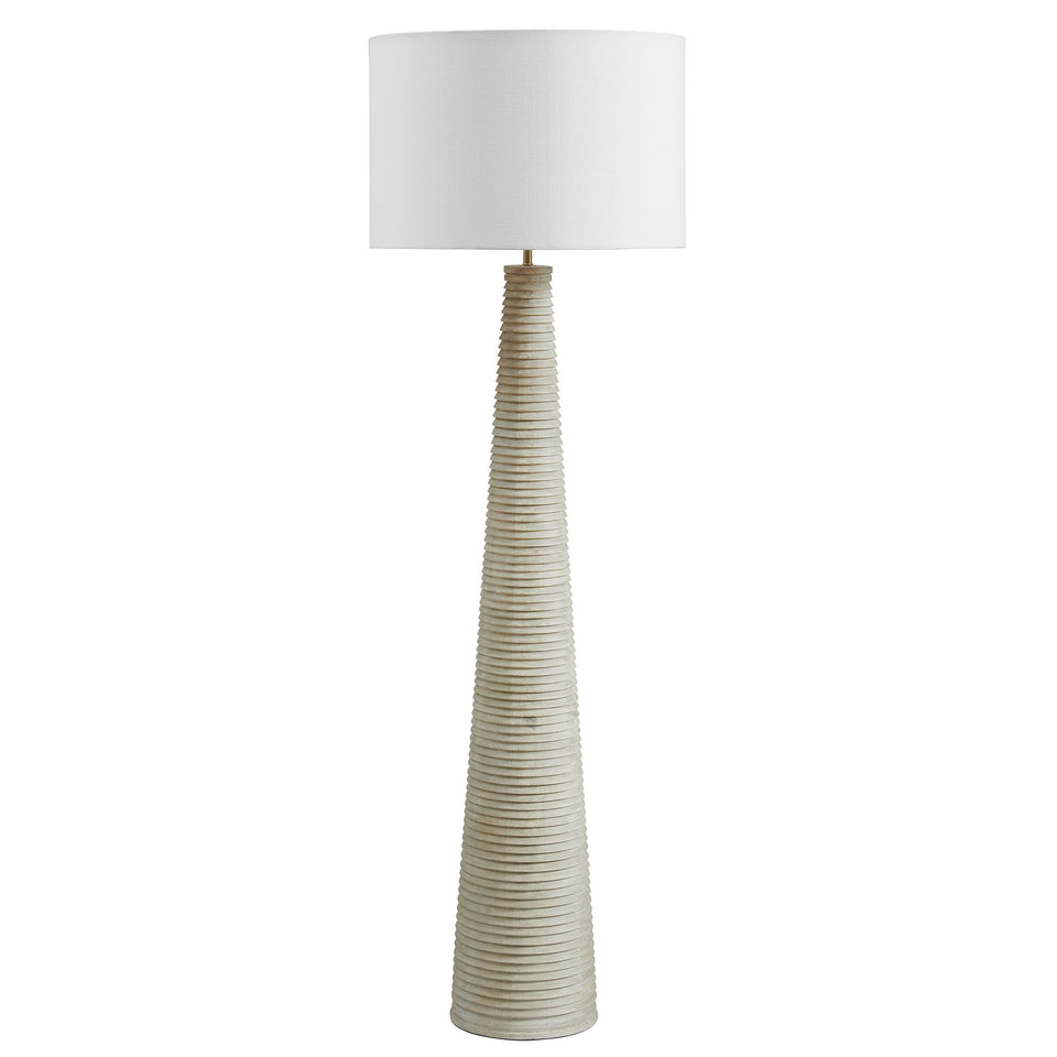 Saylor Carved Ribbed Wood Floor Lamp With Drum Shade by Modway