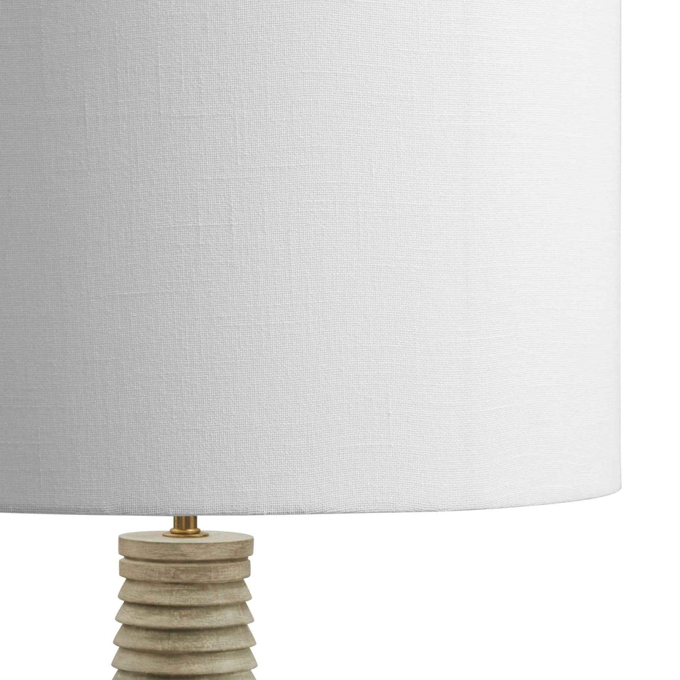 Saylor Carved Ribbed Wood Floor Lamp With Drum Shade by Modway