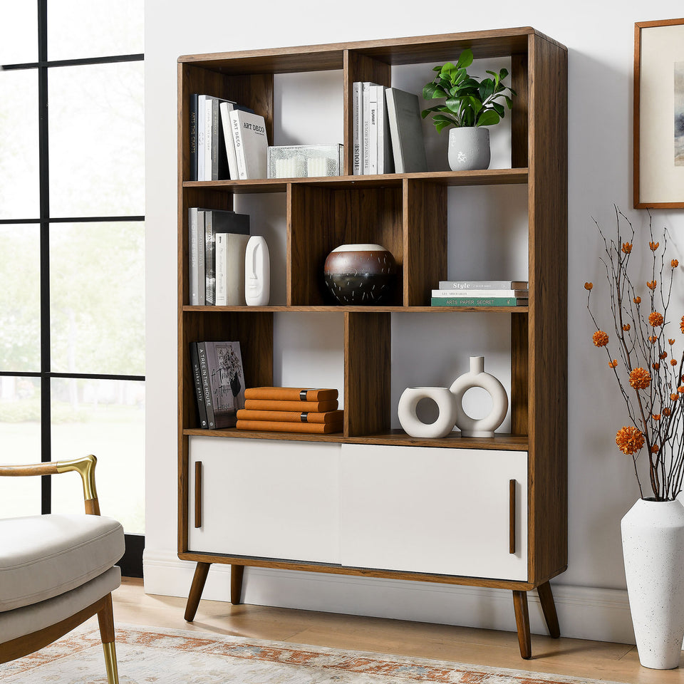 Transmit 45" Bookcase with Sliding Doors by Modway