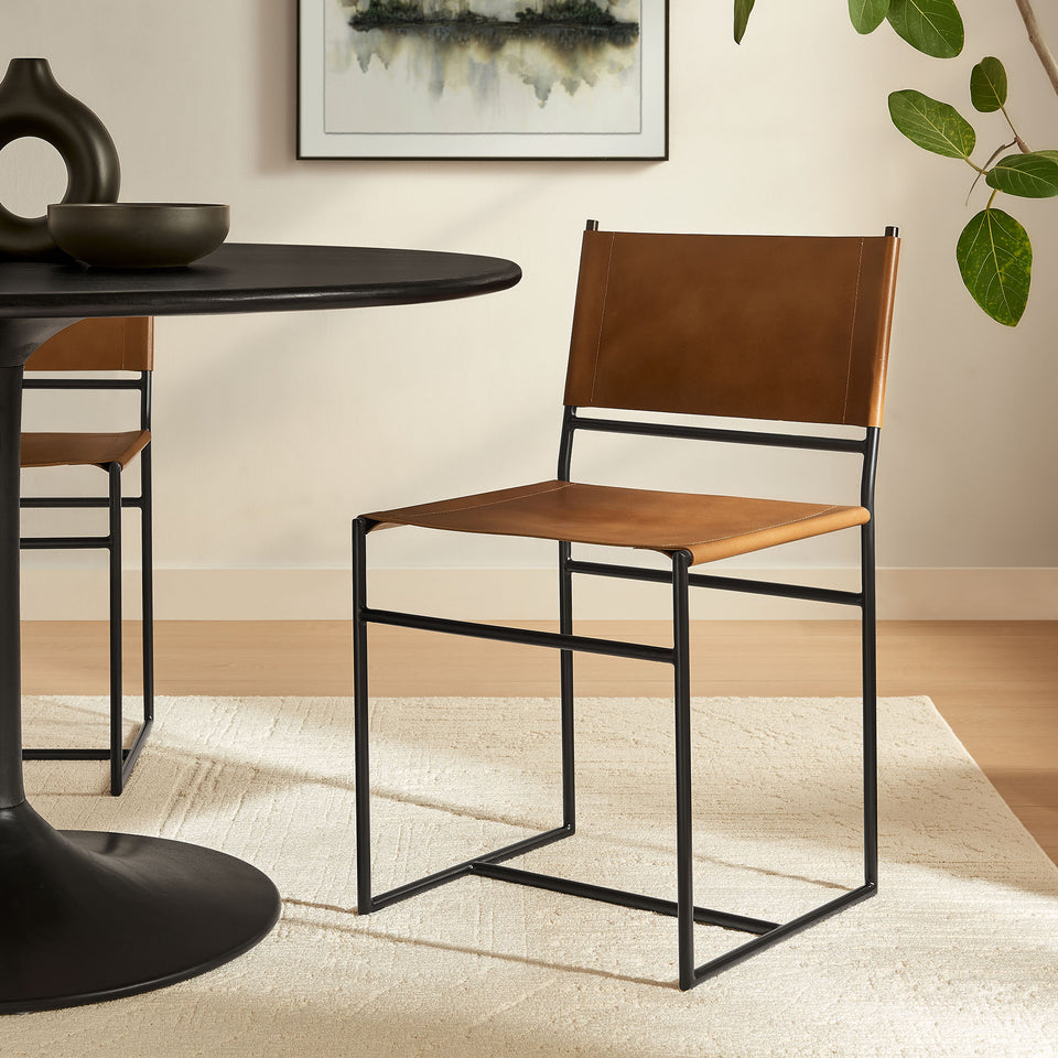 Thatcher Leather and Metal Dining Chair by Modway