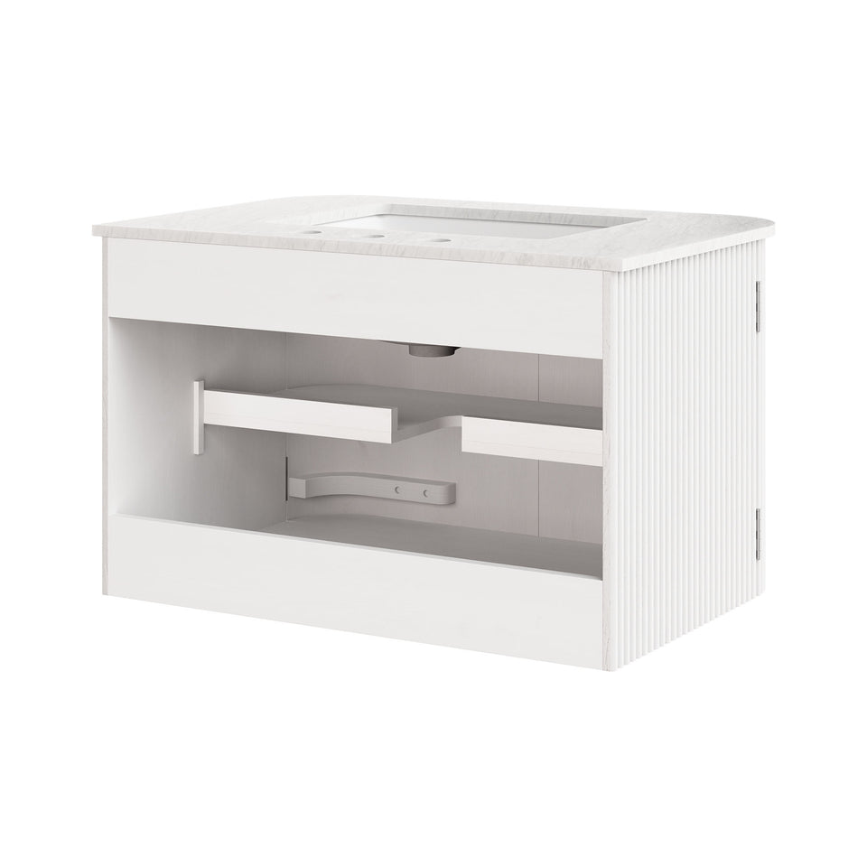 Zia 30" Wall-Mount Bathroom Vanity with Marble Sink by Modway