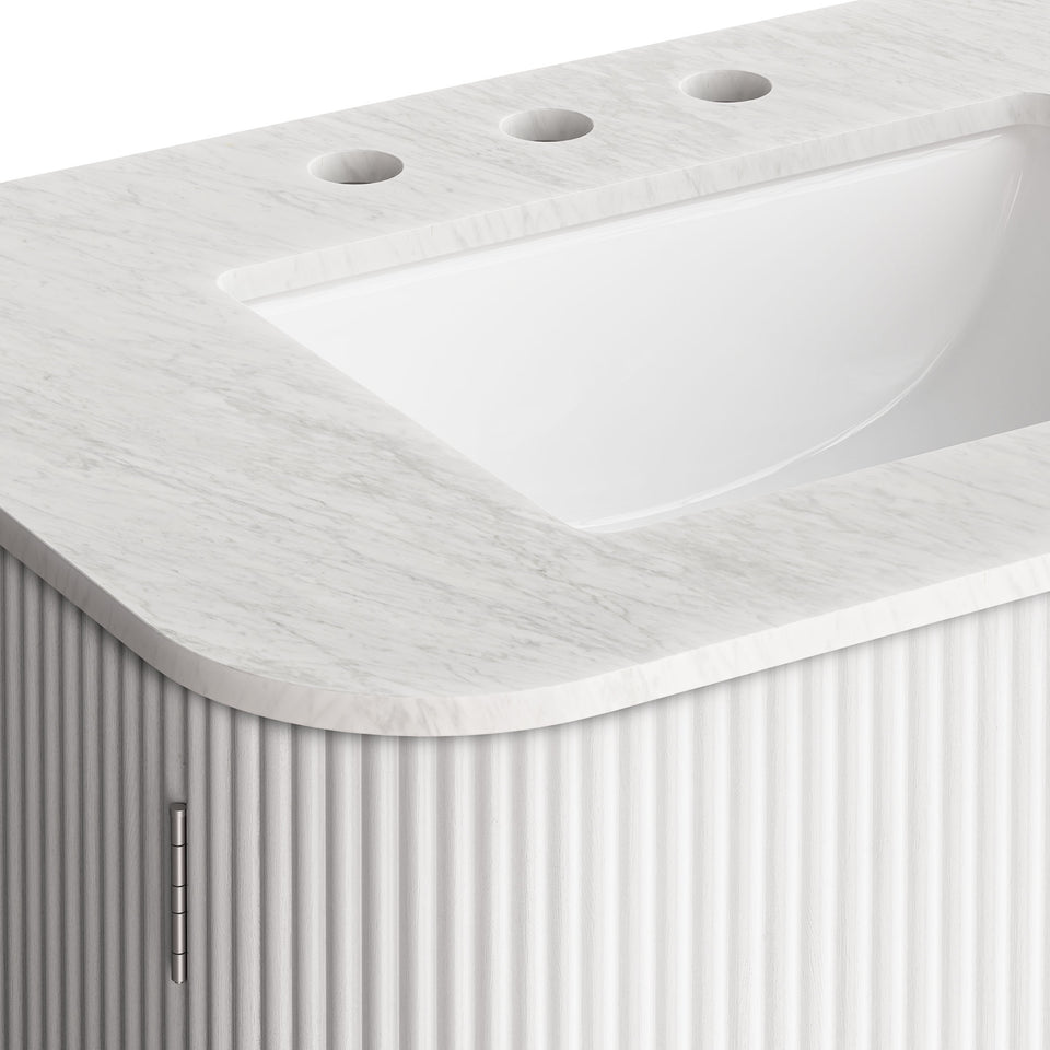 Zia 30" Wall-Mount Bathroom Vanity with Marble Sink by Modway