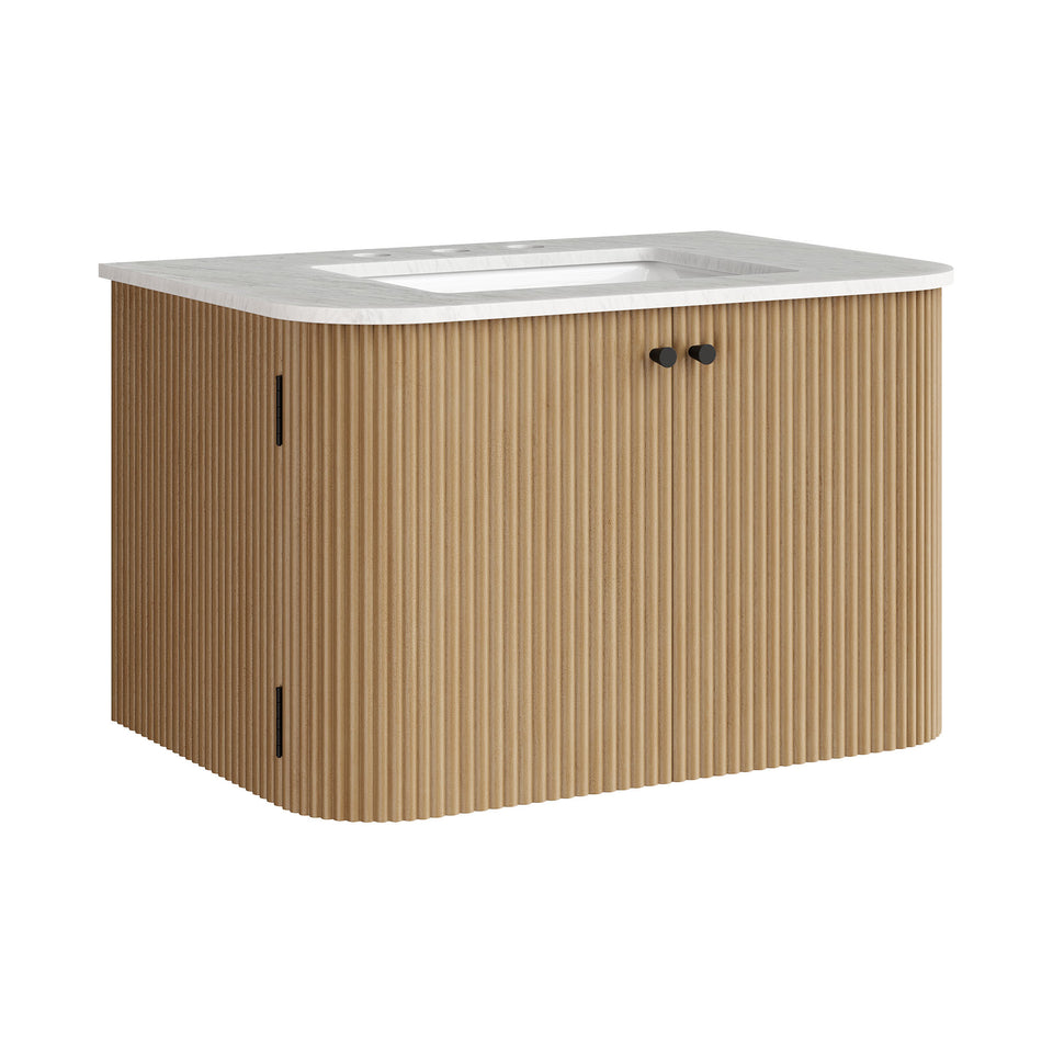 Zia 30" Wall-Mount Bathroom Vanity with Marble Sink by Modway