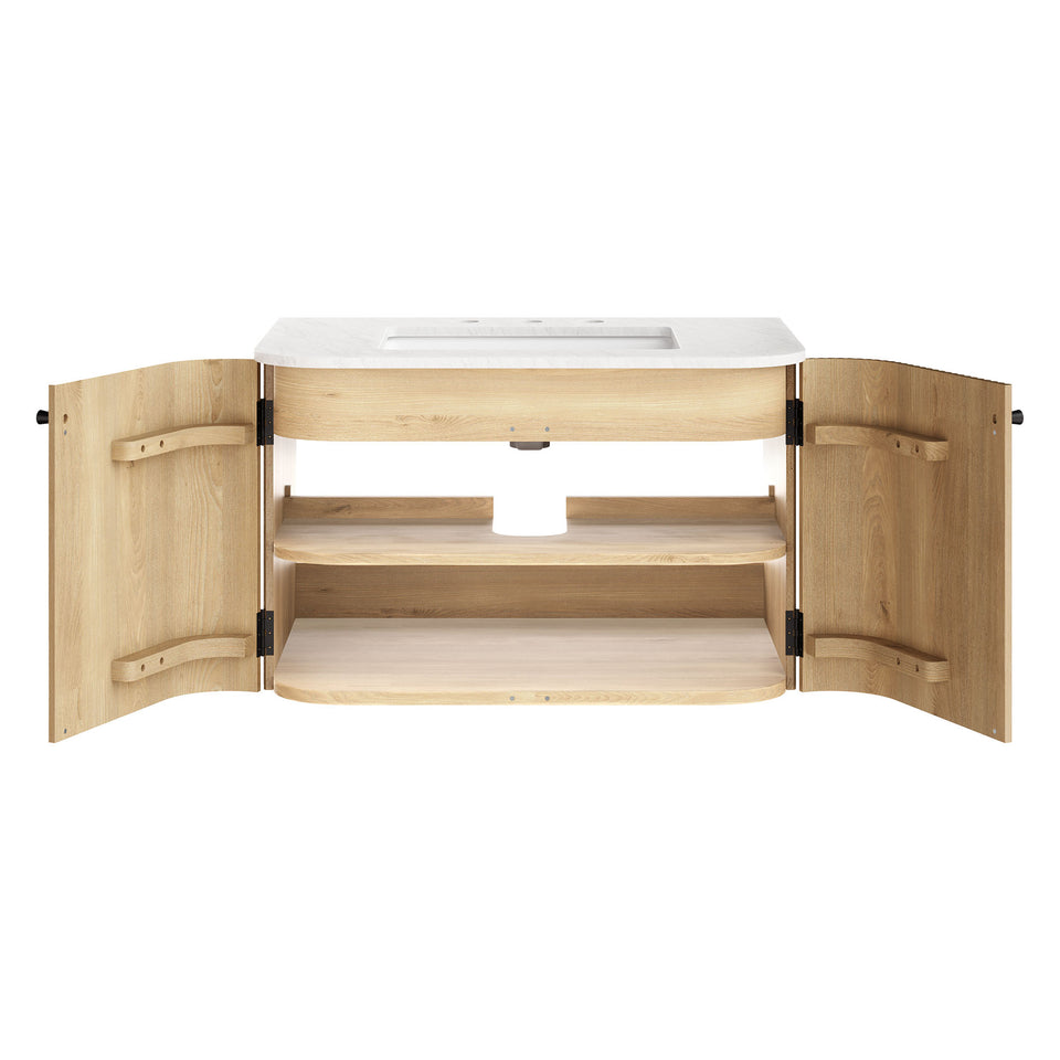 Zia 30" Wall-Mount Bathroom Vanity with Marble Sink by Modway