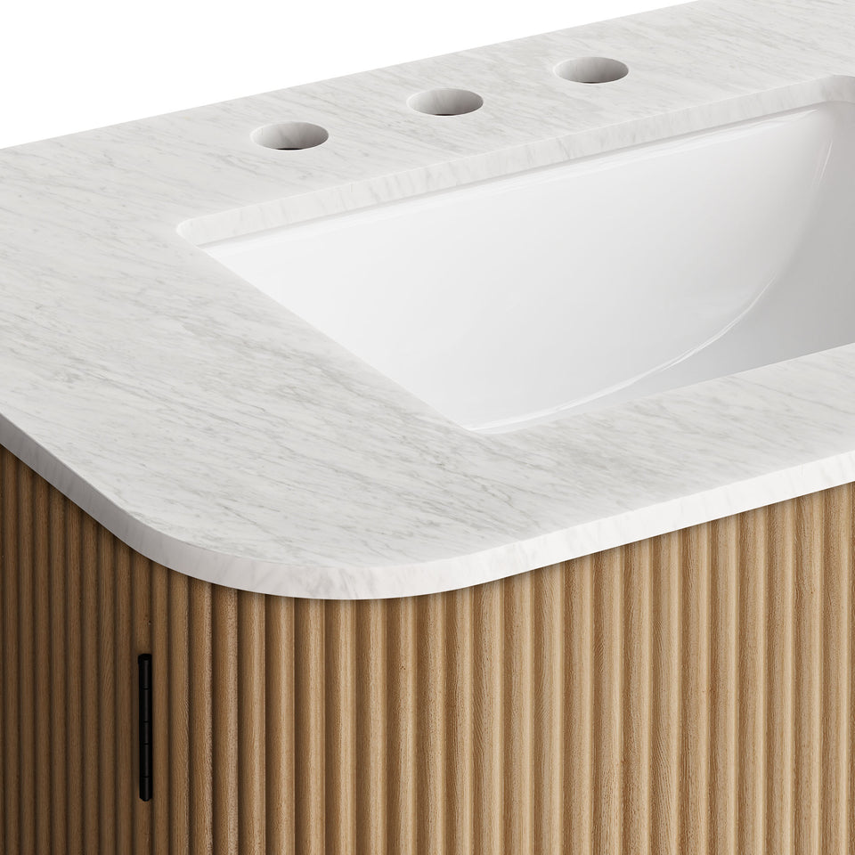 Zia 30" Wall-Mount Bathroom Vanity with Marble Sink by Modway