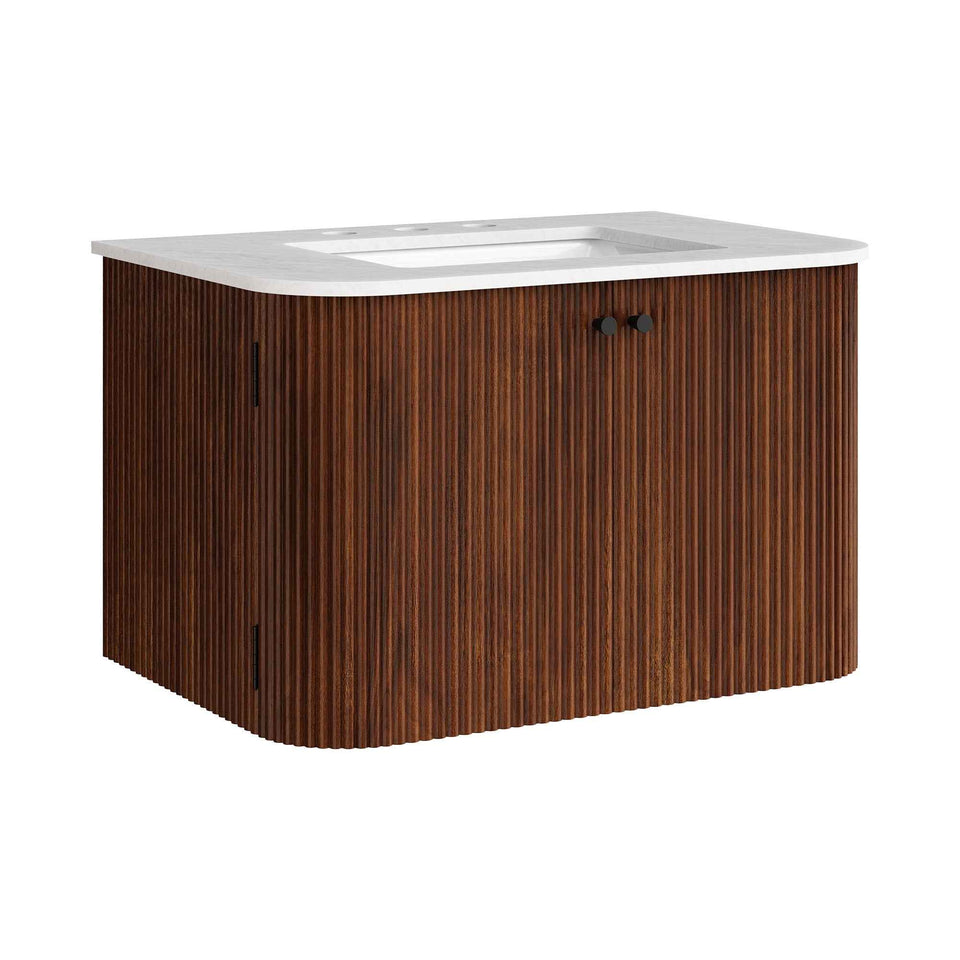 Zia 30" Wall-Mount Bathroom Vanity with Marble Sink by Modway