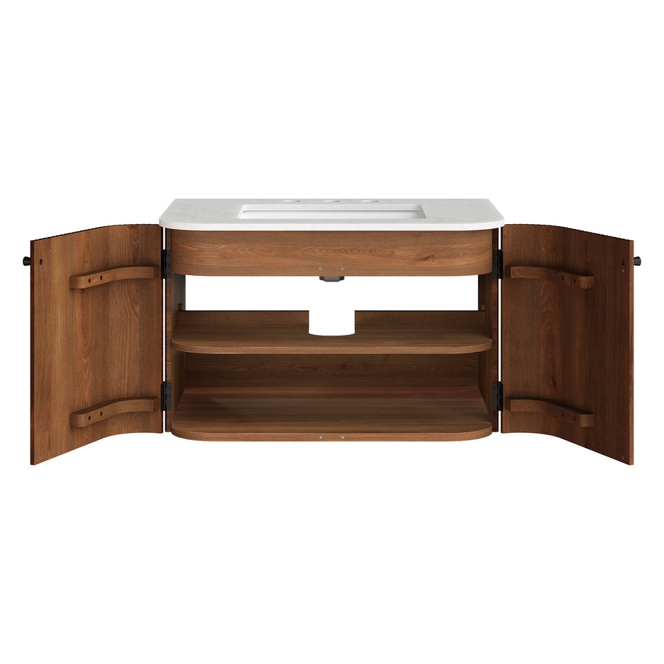 Zia 30" Wall-Mount Bathroom Vanity with Marble Sink by Modway