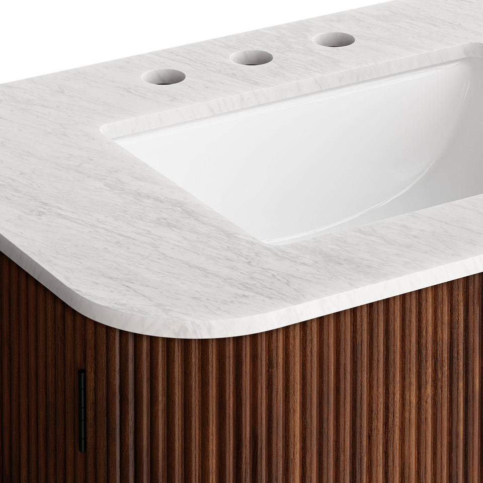 Zia 30" Wall-Mount Bathroom Vanity with Marble Sink by Modway