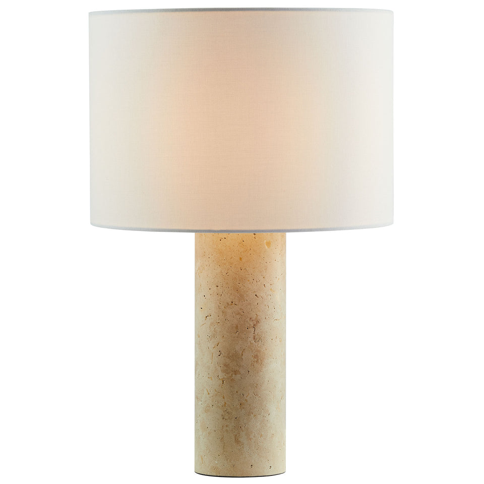 Zenith Travertine Table Lamp With Fabric Drum Shade by Modway