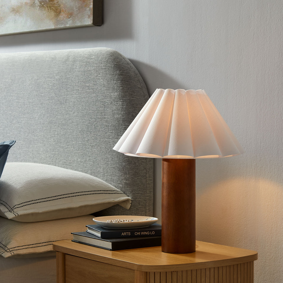 Flora Wood Table Lamp With Pleated Petal Shade by Modway