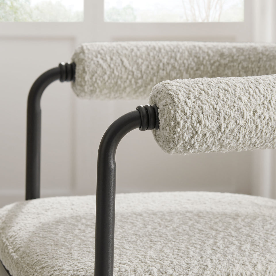 Turin Curved Back Boucle and Metal Dining Accent Chair by Modway