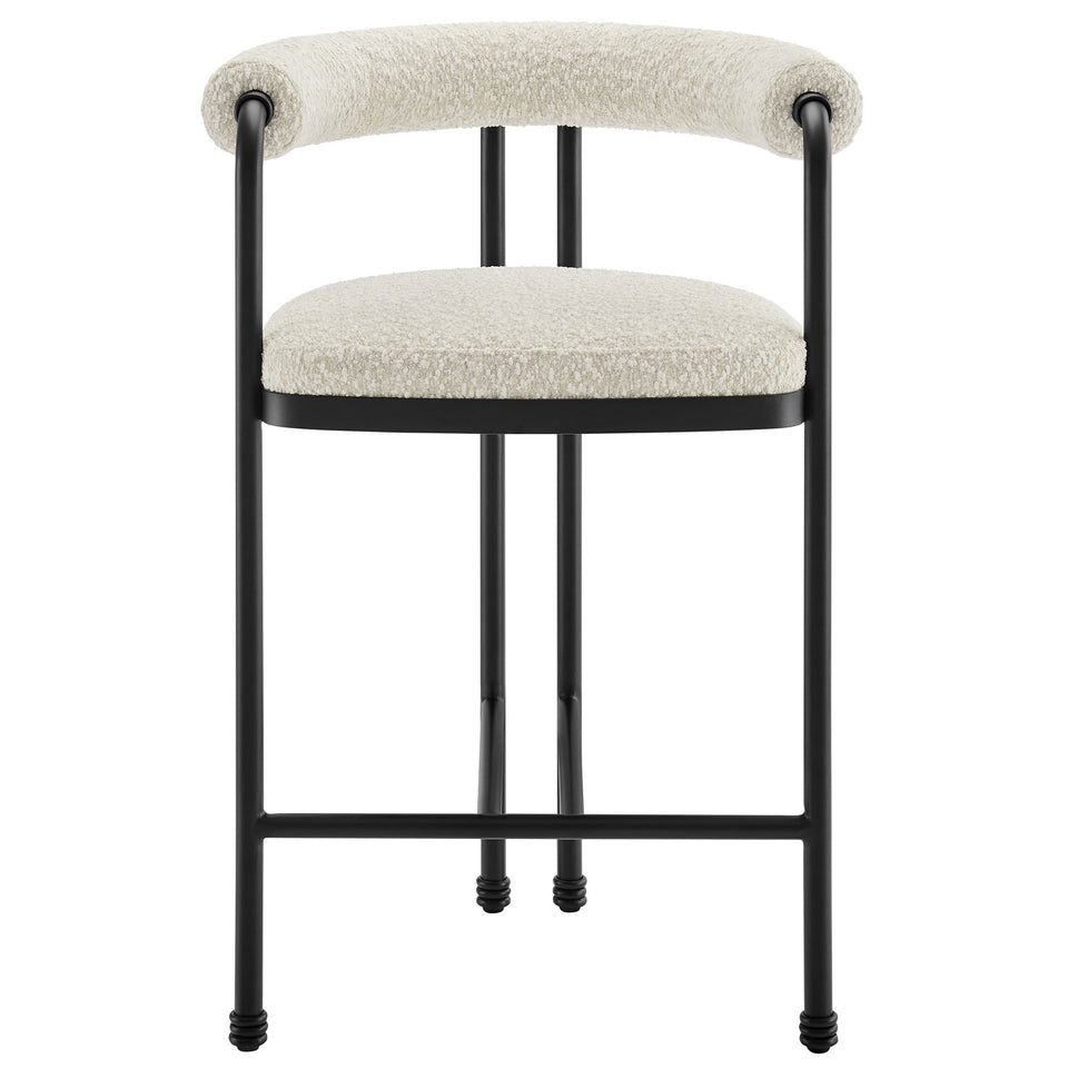 Turin Curved Back Boucle and Metal Counter Stool by Modway