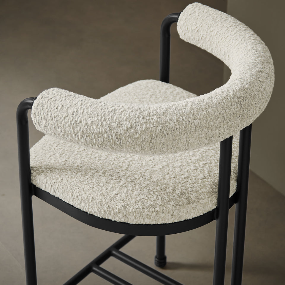 Turin Curved Back Boucle and Metal Counter Stool by Modway
