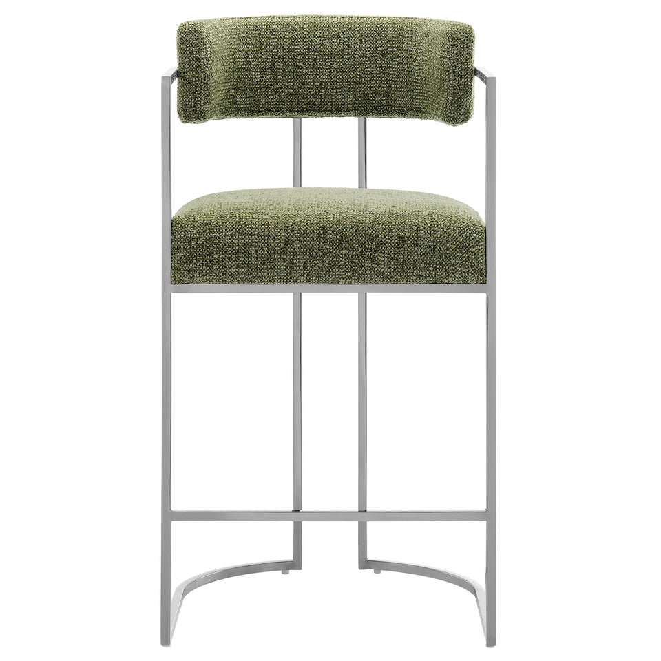 Huron Curved Back Fabric and Metal Counter Stool by Modway