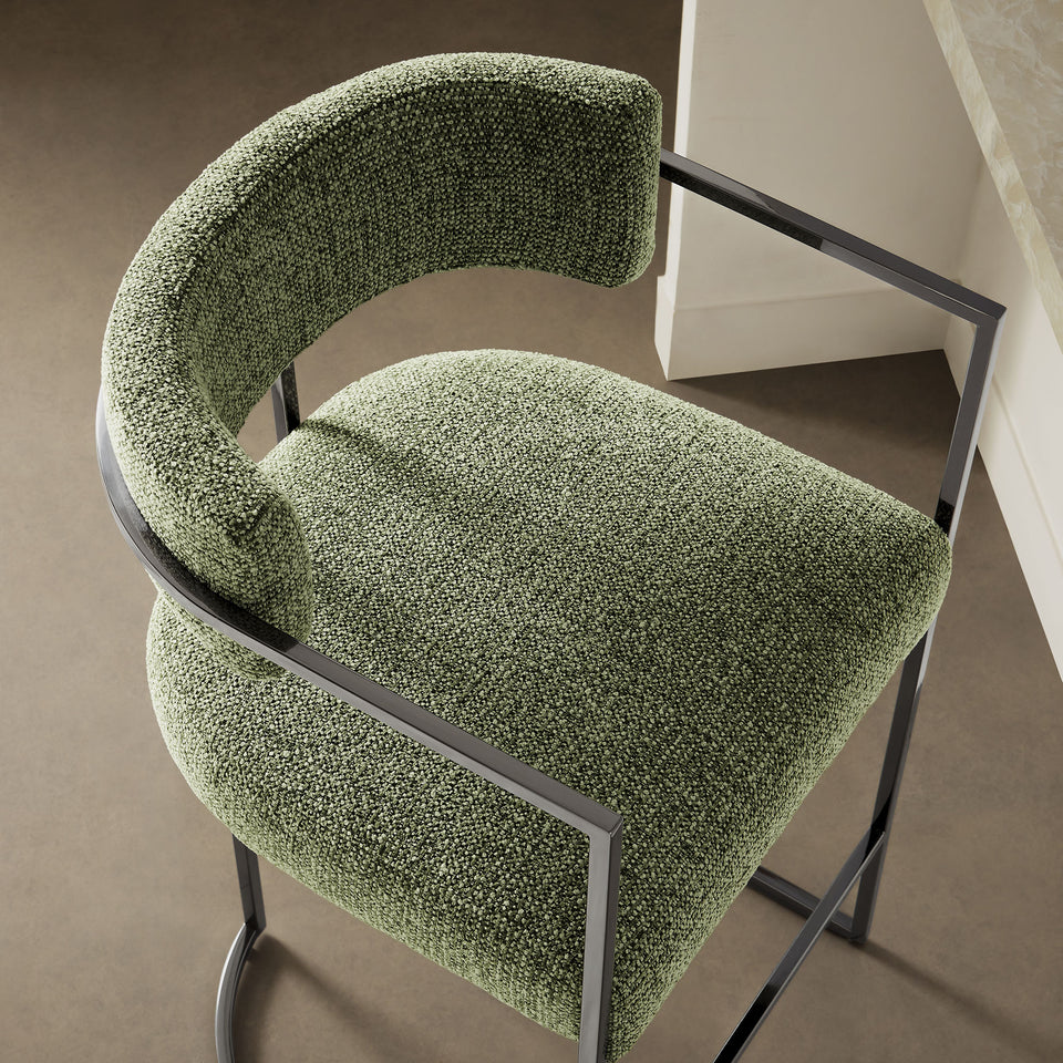 Huron Curved Back Fabric and Metal Counter Stool by Modway