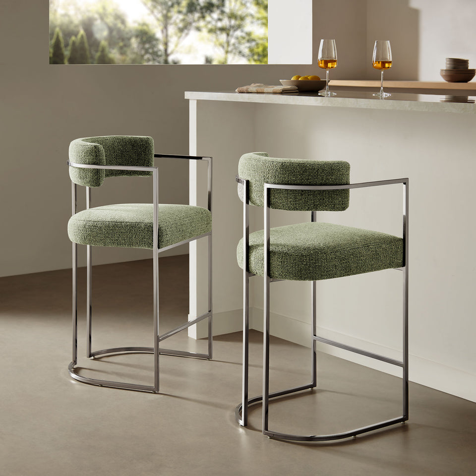 Huron Curved Back Fabric and Metal Counter Stool by Modway