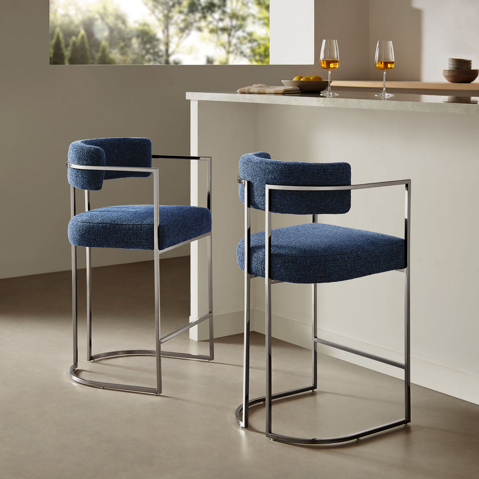 Huron Curved Back Fabric and Metal Counter Stool by Modway