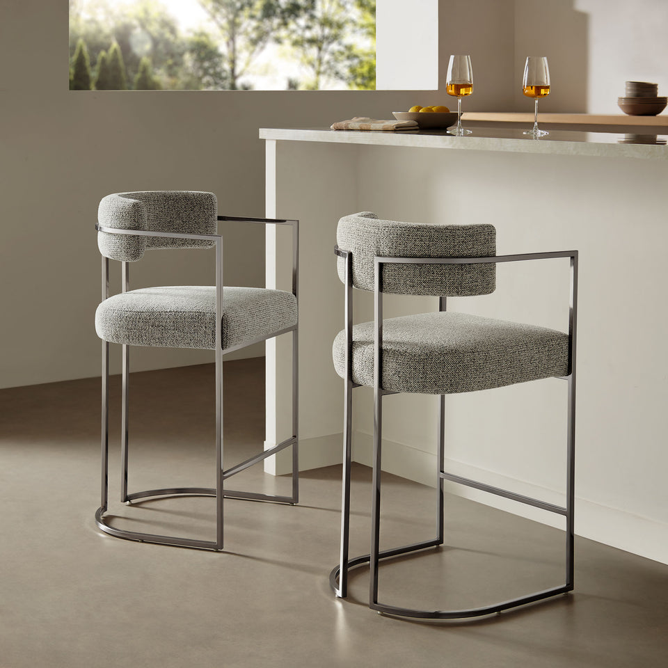 Huron Curved Back Fabric and Metal Counter Stool by Modway