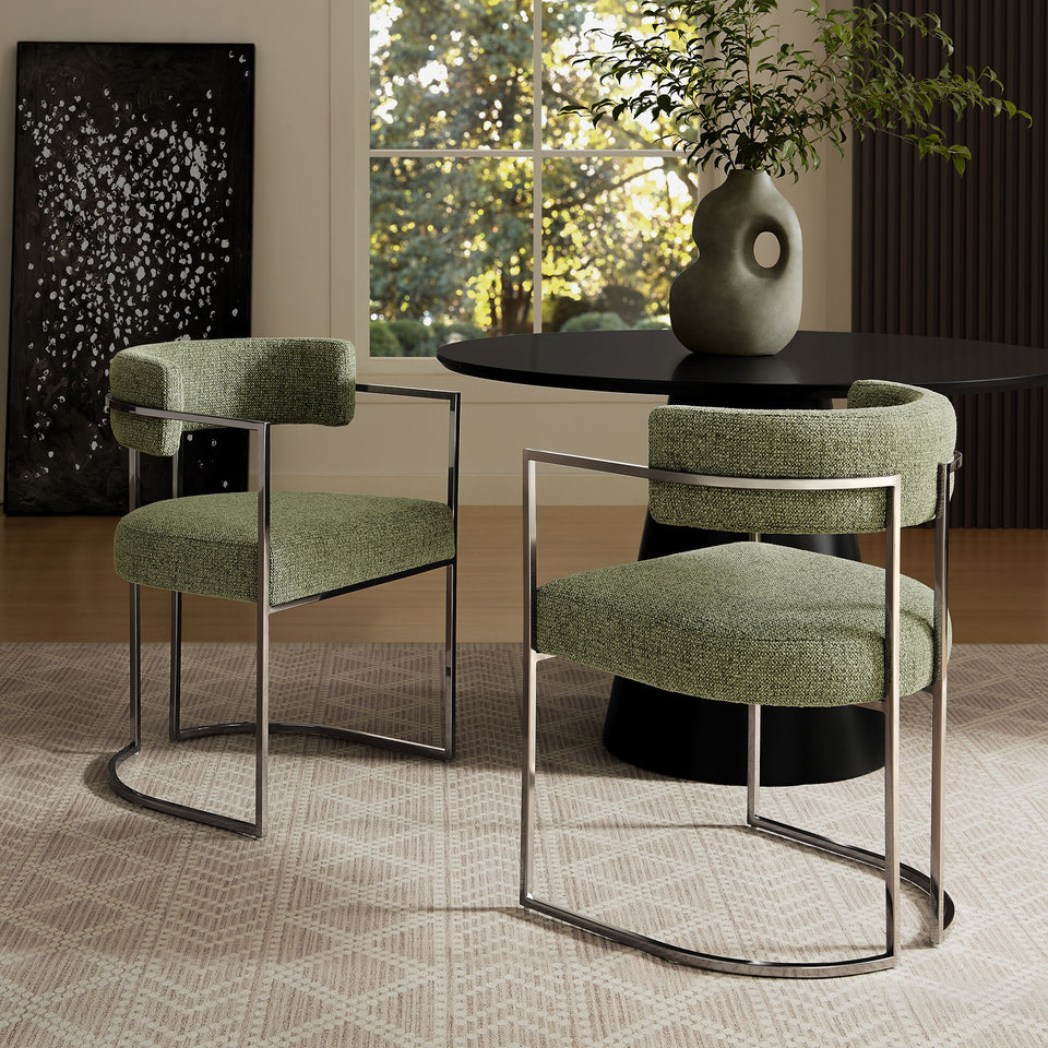 Huron Curved Back Fabric and Metal Dining Accent Chair by Modway